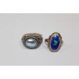 TWO VINTAGE SILVER DRESS RINGS