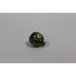 A VINTAGE FLORALLY ENAMELLED SPHERICAL PENDANT / CHARM