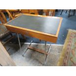 A VINTAGE CHILDS DESK, W 64 cm TOGETHER WITH A CHAIR