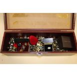 A BOX OF ASSORTED DRESS RINGS ETC