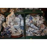 TWO TRAYS OF CERAMIC FIGURES ETC. TO INCLUDE DOG FIGURES