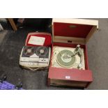 A VINTAGE DANSETTE MONARCH RECORD PLAYER TOGETHER WITH A FIDELITY REEL TO REEL (2)