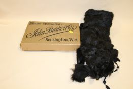 A BLACK FOX FUR STOLE IN VINTAGE JOHN BARKER CO. BOX