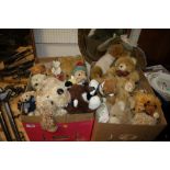 TWO TRAYS OF VINTAGE AND MODERN SOFT TOYS