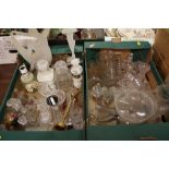 TWO TRAYS OF ASSORTED GLASSWARE TO INCLUDE SWAROVSKI STYLE EXAMPLES