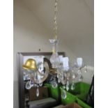 A DECORATIVE CRYSTAL FIVE BRANCH CHANDELIER H 34 cm