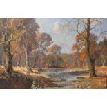 ? JAMESON. Impressionist wooded river landscape, signed and dated 1938 lower right, oil on canvas,