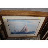 A SET OF FOUR FRAMED AND GLAZED LEGENDARY YACHTS OF RACING PRINTS