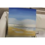 AN UNFRAMED OIL ON CANVAS DEPICTING SOUTH COAST CLIFFS BY SANDRA FRANCIS, SIGNED VERSO