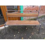 AN INDUSTRIAL STYLE WOOD AND METAL BENCH, APPROX L 151 cm