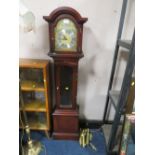 A MODERN GLAZED GRANDMOTHER CLOCK WITH TRIPLE WEIGHTS H 149 cm
