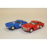 TWO VINTAGE TRIANG SCALEXTRIC CARS, FERRARI GT250 BERLINETTA AND ASTON MARTIN DB4 GT