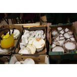 THREE TRAYS OF ASSORTED CHINA TO INCLUDE SUTHERLAND, AYNSLEY ETC..