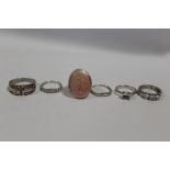 SIX SILVER DRESS RINGS TO INCLUDE GEM SET EXAMPLES, APPROX WEIGHT 39.8G