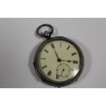 A HALLMARKED SILVER CASED OPEN FACED POCKET WATCH
