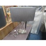 A MODERN CHROMED TABLE LAMP & SHADE, OVERALL H 69 cm