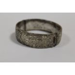A HALLMARKED SILVER ENGRAVED BANGLE APPROX WEIGHT - 45.8G
