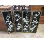 A SET OF FOUR ORIENTAL LACQUERED PANELS, 92 x 30 cm (4)