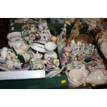 TWO TRAYS OF CERAMIC FIGURES ETC. TO INCLUDE CAT FIGURES