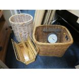 A COLLECTION OF ASSORTED WICKERWARE TO INC TWO LARGE BASKETS
