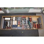 FOUR BOXES OF VINTAGE MODEL RAILWAY CARRIAGES ETC.