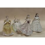 FOUR COALPORT FIGURES COMPRISING OF WEDDING DAY, EMILY, THE BALL AND MELANIE