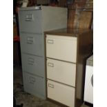 A FOUR DRAWER FILING CABINET TOGETHER WITH A THREE DRAWER EXAMPLE (2)