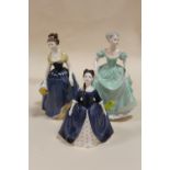 TWO ROYAL DOULTON FIGURES, DEBBIE HN2385 AND MELANIE HN2271 TOGETHER WITH A COALPORT HENRIETTA