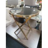A MODERN ART DECO STYLE GLASS AND METAL OCCASIONAL TABLE, H 70 cm, Dia. 65 cm