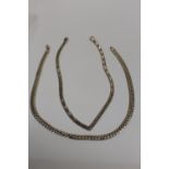 TWO STERLING SILVER NECKLACES APPROX WEIGHT - 73.3G