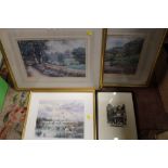 FOUR ASSORTED FRAMED AND GLAZED PRINTS