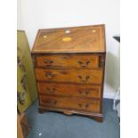 A MAHOGANY INLAID BUREAU H 100 cm, W 73 cm