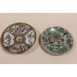 TWO VINTAGE ORIENTAL CERAMIC PLATES TO INCLUDE A FAMILLE ROSE EXAMPLE