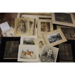 A LARGE QUANTITY OF UNFRAMED ANTIQUE ENGRAVINGS AND PRINTS ETC.
