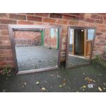 TWO MODERN SILVER FRAMED WALL MIRRORS, LARGEST 90 x 90 cm (2)