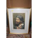 A GILT FRAMED AND GLAZED WATERCOLOUR DEPICTING AN ITALIAN PEASANT BY RICHARD QUICK SIGNED LOWER