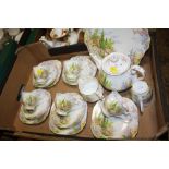 A TRAY OF ROYAL ALBERT CROWN CHINA 'KENTISH ROCKERY' TO INCLUDE A TEAPOT, TRIOS ETC.