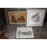 A FRAMED AND GLAZED WATERCOLOUR SIGNED R. CRIPPOOL DEPICTING A COTSWOLD MARKET SCENE, TOGETHER