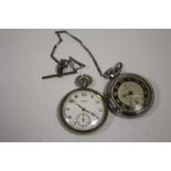 A VINTAGE SYMA POCKET WATCH TOGETHER WITH AN INGERSOLL EXAMPLE