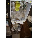 THREE TRAYS OF ASSORTED GLASSWARE TO INCLUDE STUDIO GLASS VASES