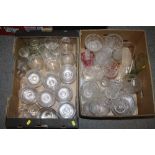 TWO TRAYS OF ASSORTED GLASSWARE TO INCLUDE THOMAS WEBB CRYSTAL