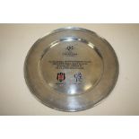 A UEFA CHAMPIONS LEAGUE 900 SILVER COMMEMORATIVE PLATE FOR CHELSEA FC AND BESIKTAS JK