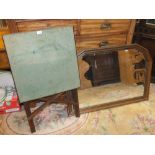 A VINTAGE BAIZED CARD TABLE AND A MODERN MIRROR (2)