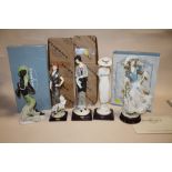 A COLLECTION OF BOXED CAPODIMONTE FLORENCE GIUSEPPE ARMANI LADY FIGURES WITH CERTIFICATES TOGETHER
