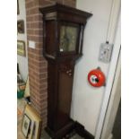 AN ANTIQUE OAK BRASS FACED 30 HOUR LONGCASE CLOCK BY PETER HUTTON - STAFFORD H-187 CM A/F *