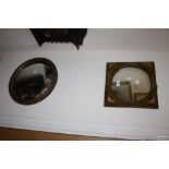 TWO ANTIQUE WALL MIRRORS TO INCLUDE A CONVEX EXAMPLE