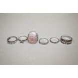 SIX SILVER DRESS RINGS TO INCLUDE GEM SET EXAMPLES, APPROX WEIGHT 39.8G