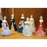 A COLLECTION OF ROYAL DOULTON AND COALPORT FIGURES, SOME A/F (7)