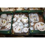 THREE TRAYS OF ROYAL WORCESTER EVESHAM TEA AND DINNER WARE TO INCLUDE TUREENS, DINING PLATES ETC