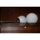 A VINTAGE CHROME EFFECT LIGHT FITTING WITH SPHERICAL SHADE PLUS ANOTHER